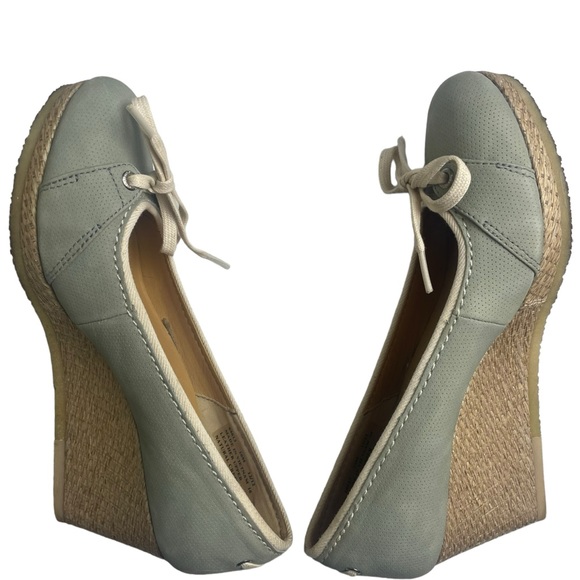 Clarks Originals Lt. Green Canvas Wedge Platform Espadrille w/Tie Detail Sz 10 M - Picture 9 of 13